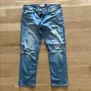 Current/Elliott Blue Distressed Boyfriend Jeans